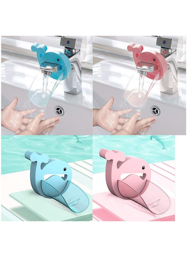 SYOSI Faucet Extender Bathroom Extension Spout Accessories Faucet Extender Sink for Kids Adapter Easy Assembly for Kitchen Cartoon Whale Faucet Cover 2PCS - Image 2