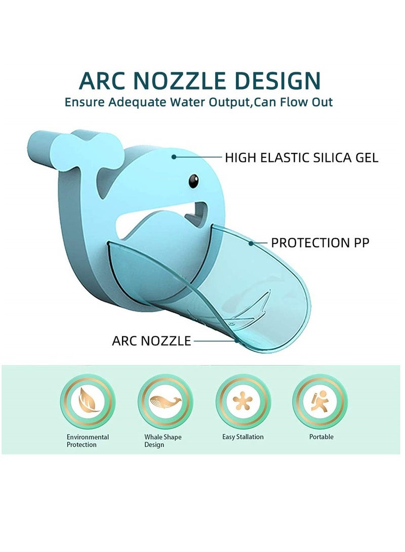 SYOSI Faucet Extender Bathroom Extension Spout Accessories Faucet Extender Sink for Kids Adapter Easy Assembly for Kitchen Cartoon Whale Faucet Cover 2PCS - Image 5