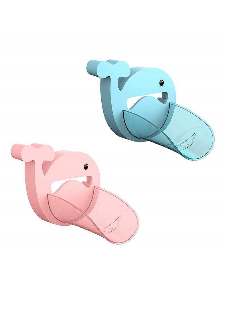 SYOSI Faucet Extender Bathroom Extension Spout Accessories Faucet Extender Sink for Kids Adapter Easy Assembly for Kitchen Cartoon Whale Faucet Cover 2PCS - Image 1
