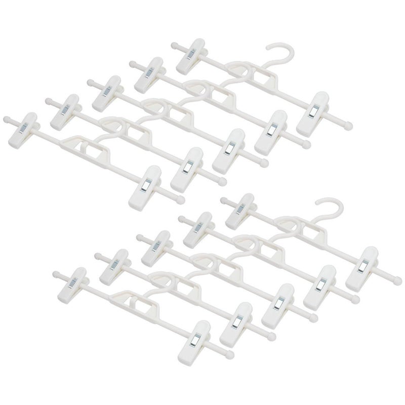 Adjustable Plastic Pants Hangers With Clips 35x14 5cm Milk White Sturdy Drying Rack 10 Pcs - Image 2
