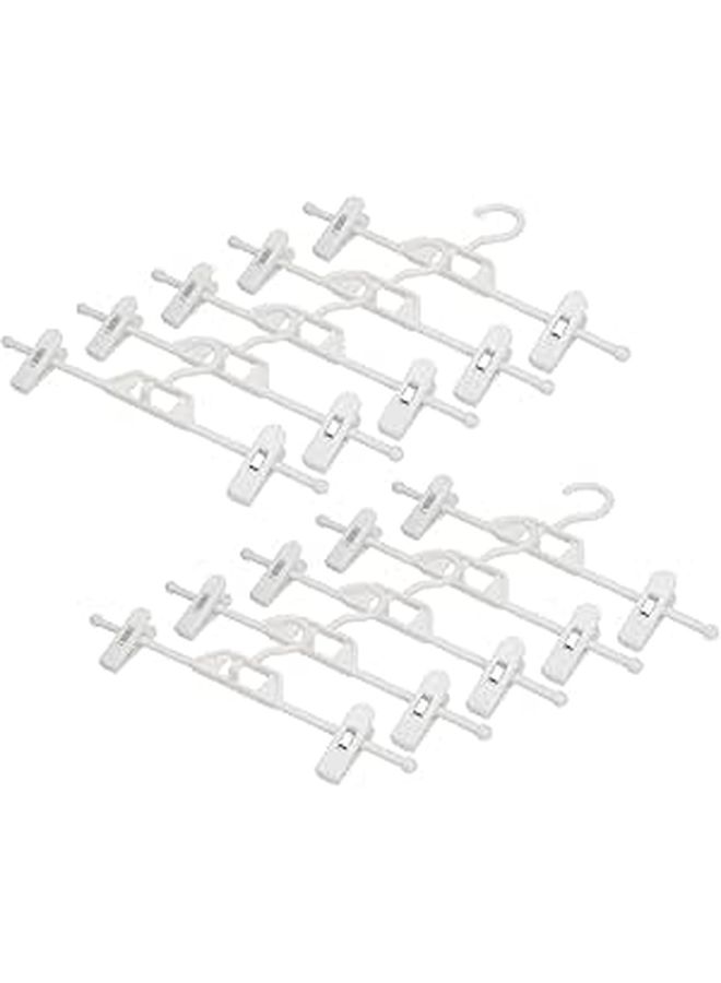 Adjustable Plastic Pants Hangers With Clips 35x14 5cm Milk White Sturdy Drying Rack 10 Pcs - Image 1