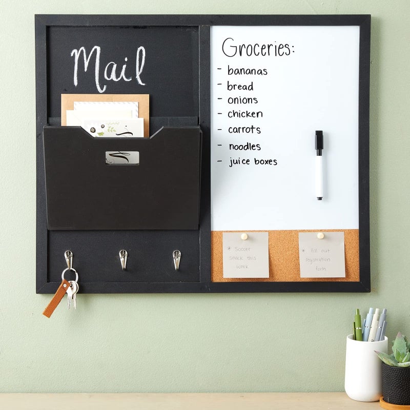 Juvale White Board Message Command Center & Wall Organizer - 21.9 x 18.2 x 0.6 in, White - Dry Erase Calendar for Wall with Chalkboard & Cork Surface - Image 2