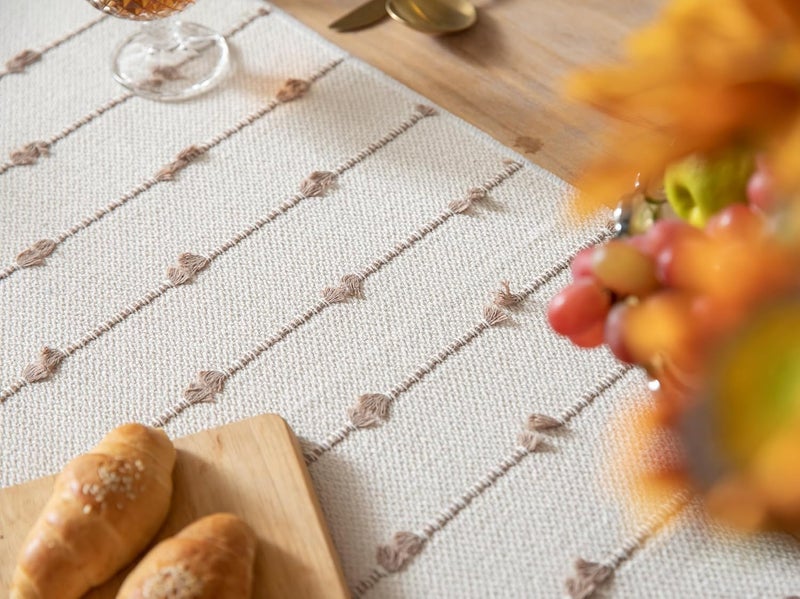 STONEMUNK Cotton Table Runner 13'' x 72'' Eco-Friendly Hand-Made Cotton Runner for Parties, Dining Table, Wedding, Boho Runner - (Beige - Pile (Raj)) - Image 5