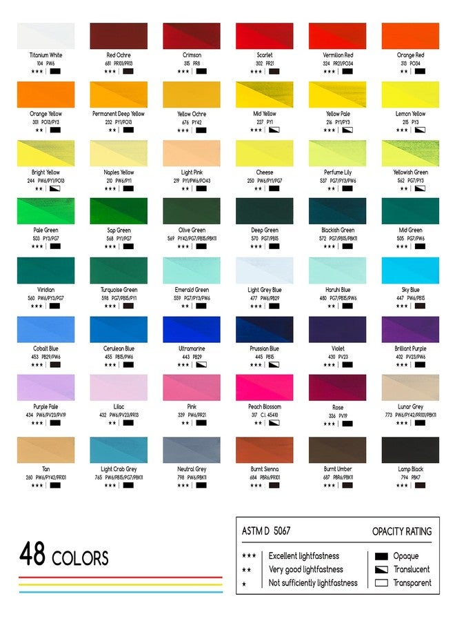 MEEDEN Gouache Paint Tube Set - 48 x 12ml (0.4 oz) Colors Art Paint Supplies for Artists Students Beginners - Rich Pigment Art Paints for Canvas Painting - Image 2