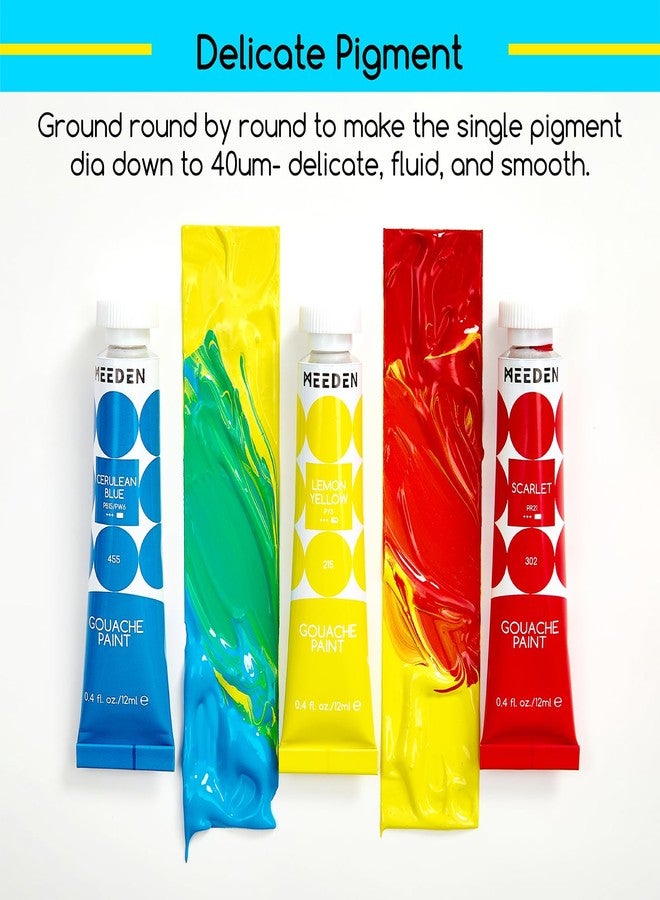 MEEDEN Gouache Paint Tube Set - 48 x 12ml (0.4 oz) Colors Art Paint Supplies for Artists Students Beginners - Rich Pigment Art Paints for Canvas Painting - Image 5