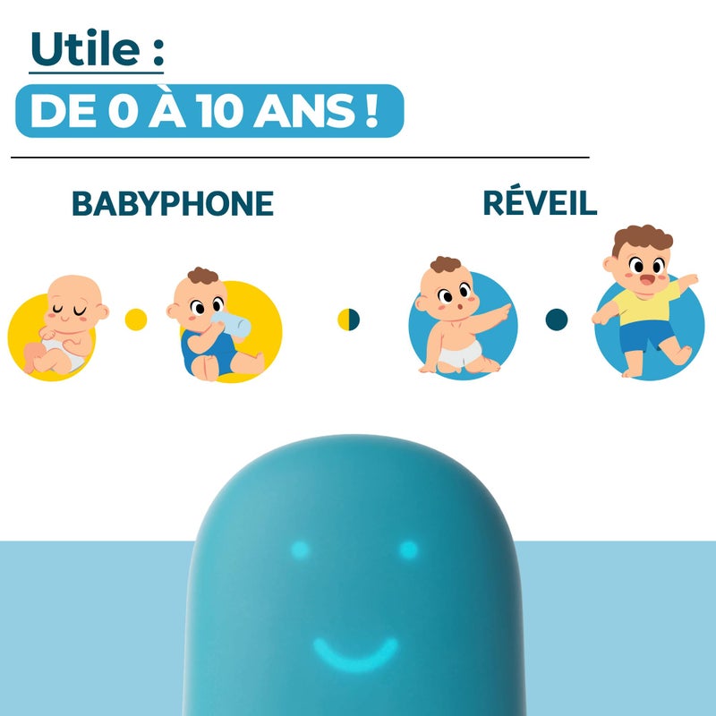 UrbanHello ريمي - الساعة المثالية للاستيقاظ للأطفال - مدرب نوم - متتبع نوم - مراقب أطفال - ضوء ليلي وآلة صوت ضوضاء بيضاء - مكبر صوت موسيقى mp3 وبث مباشر - وجه وقت الاستيقاظ - أزرق - Image 3