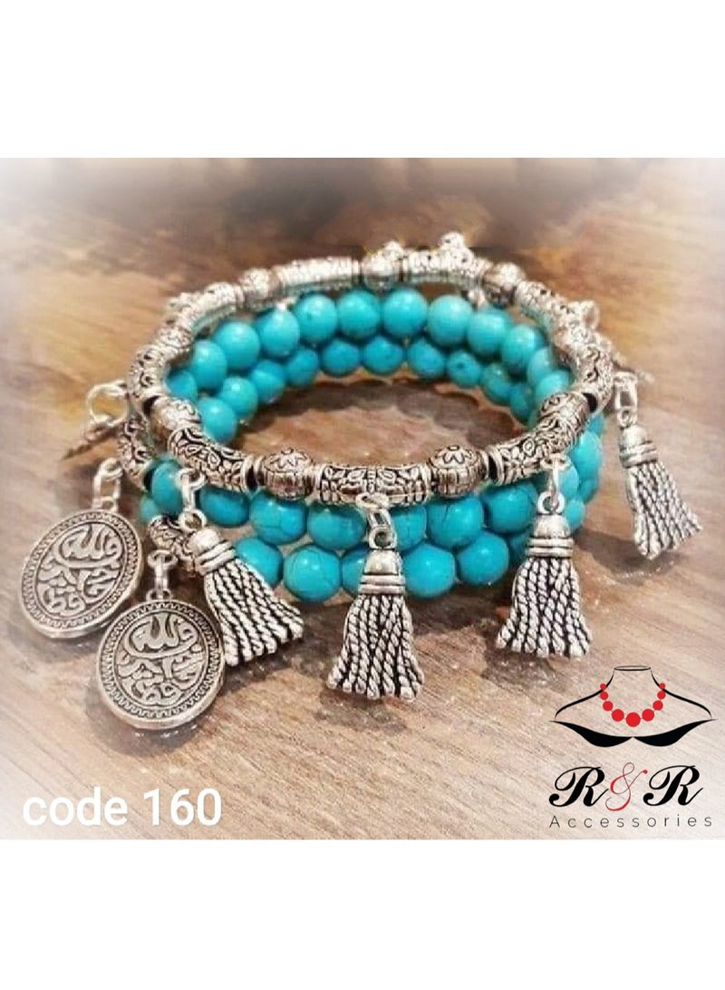 R&R A set of bracelets of natural turquoise and the silver nickel