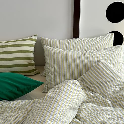 mixinni Vintage Geometric Striped Duvet Cover Set - 3 Piece 100% Washed Cotton Queen Size Bedding Set with Matching Pillowcases | Mid-Century Modern Design | Ultra Soft & Breathable-Queen Size - Image 5