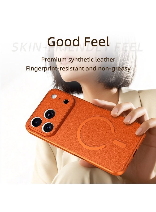 Lychee Grain Magnetic Series Case for iPhone 17 Pro, Compatible with MagSafe,     Drop-Proof - Image 4