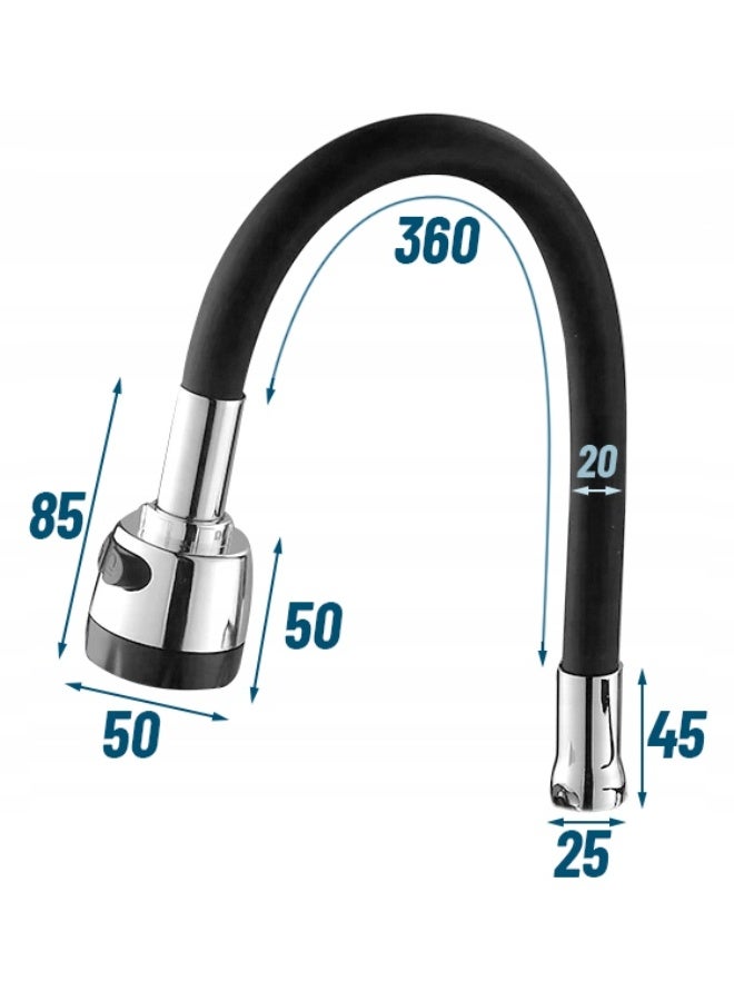 304 Stainless Steel Kitchen Sink Faucet with Flexible Pipe – Dual Function Sprayer – Black Finish – Single Handle – 360° Swivel Spout - Image 3