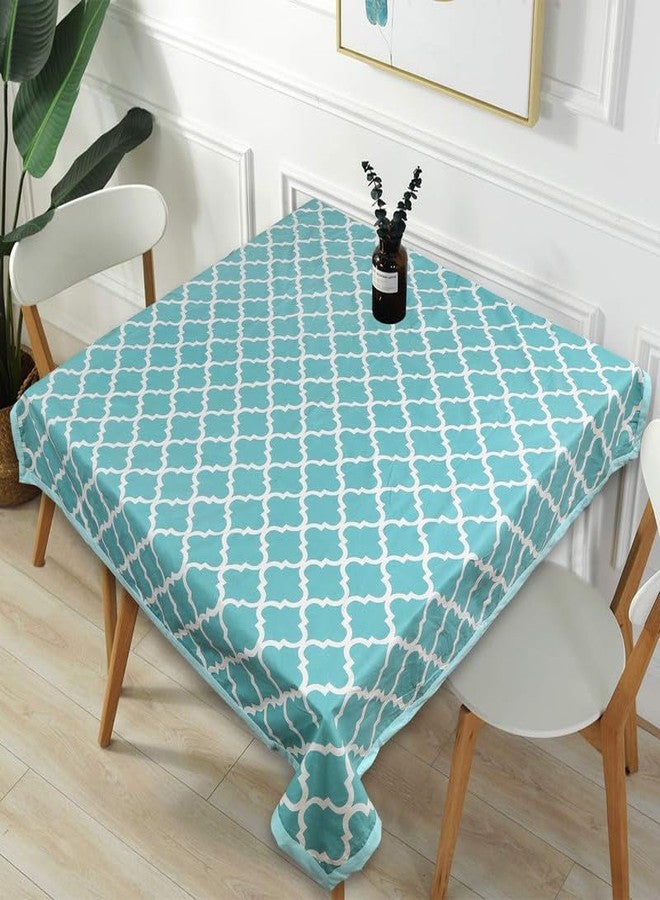 Texstylers 100% Cotton Square Tablecloth - Soft, Durable, Washable Table Cover for Center Table, Kitchen, Parties & Events - 40x40 Inches - Elegant Geometric Design (Light Blue) - Image 1