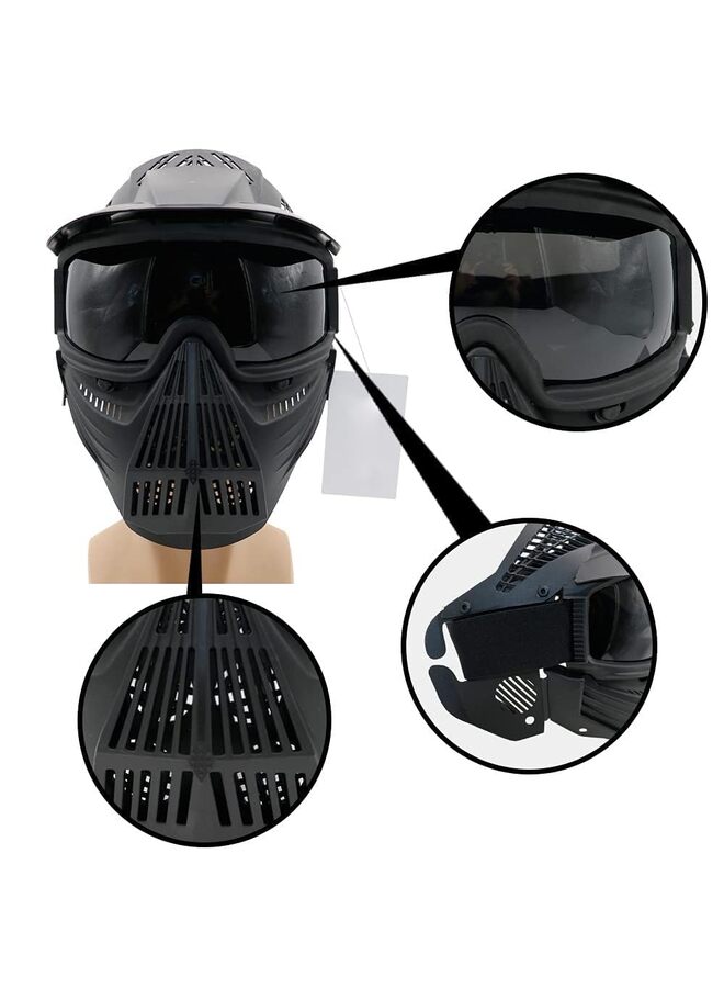 Generic Paintball Mask, Airsoft Mask Tactical Masks Full Face Gear with Goggles Impact Resistant for Hunting CS Survival Games Halloween Cosplay and Outdoor Activities (BLACK) - Image 2