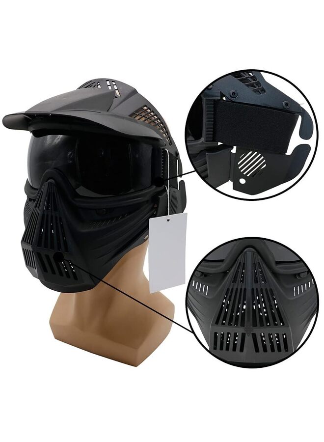 Generic Paintball Mask, Airsoft Mask Tactical Masks Full Face Gear with Goggles Impact Resistant for Hunting CS Survival Games Halloween Cosplay and Outdoor Activities (BLACK) - Image 4