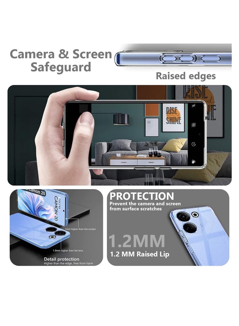 Techie غطاء شفاف مضاد للصدمات بتقنية TPU ل Tecno Camon 20 4G / Camon 20 Pro 4G، رقيق جداً ومضاد لبصمات الأصابع - Image 4