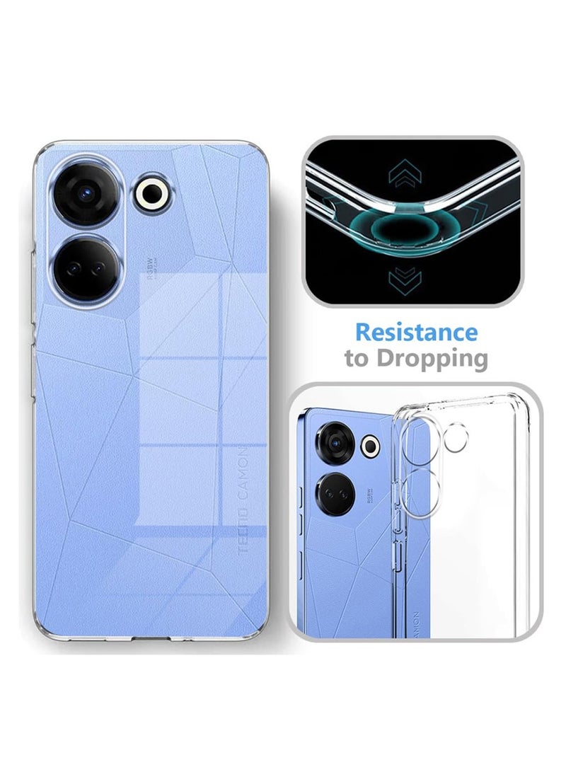 Techie غطاء شفاف مضاد للصدمات بتقنية TPU ل Tecno Camon 20 4G / Camon 20 Pro 4G، رقيق جداً ومضاد لبصمات الأصابع - Image 3