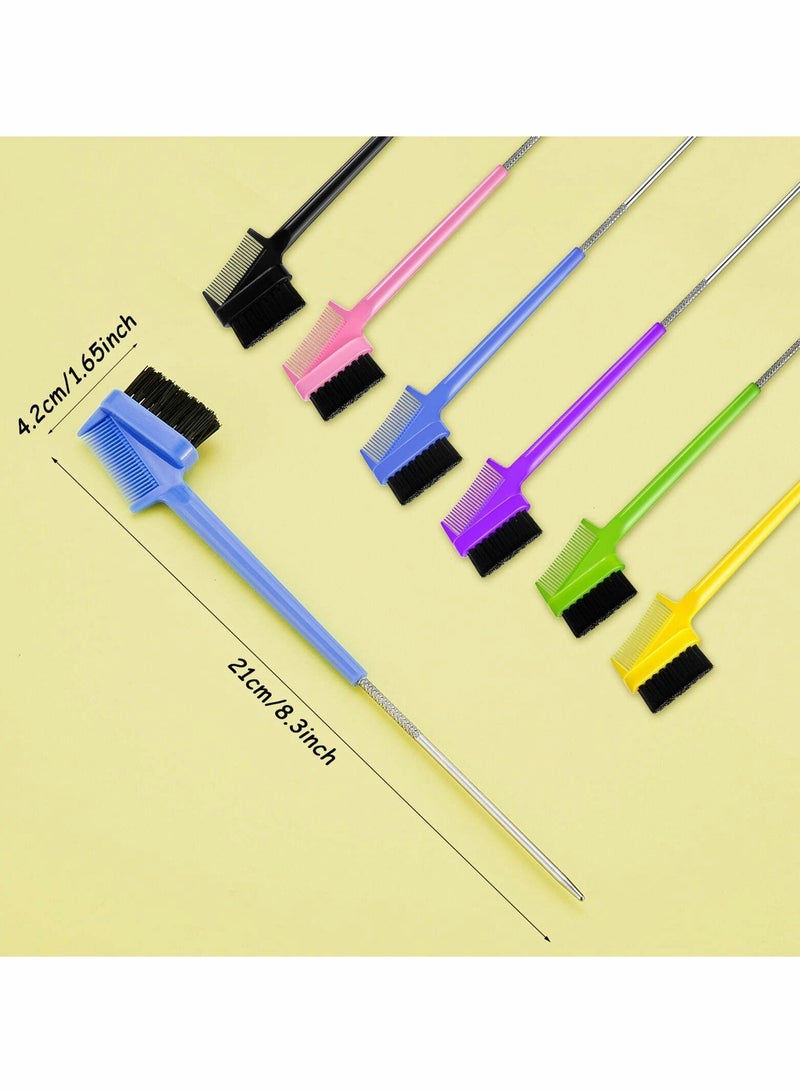 KASTWAVE Hair Edge Brush with Rat Tail Comb, 6 Pcs Eyelash Comb Edge Control Brush - Image 2