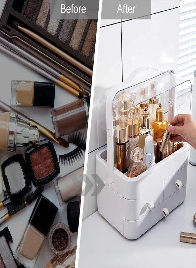 PIXELERA Luxury Multi-Function Cosmetic Storage Box Large-Capacity Dust-Proof with Lid Fully Open Makeup Box Desktop Dressing Table Skin Care Lipstick Rack [ 1PCS ] - Image 5