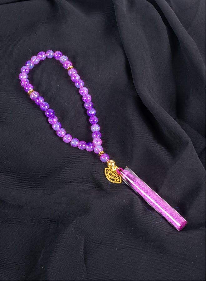 ذا بلاك بيرل اكسسوريز سبحة من حجر المرمر  البنفسجي  من 33 حبة - Image 1