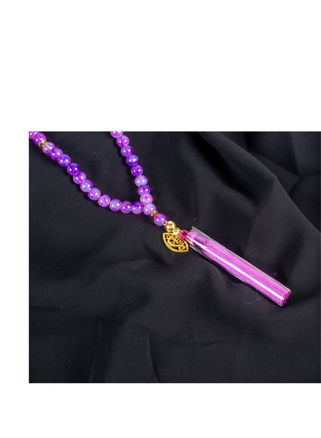 ذا بلاك بيرل اكسسوريز سبحة من حجر المرمر  البنفسجي  من 33 حبة - Image 2