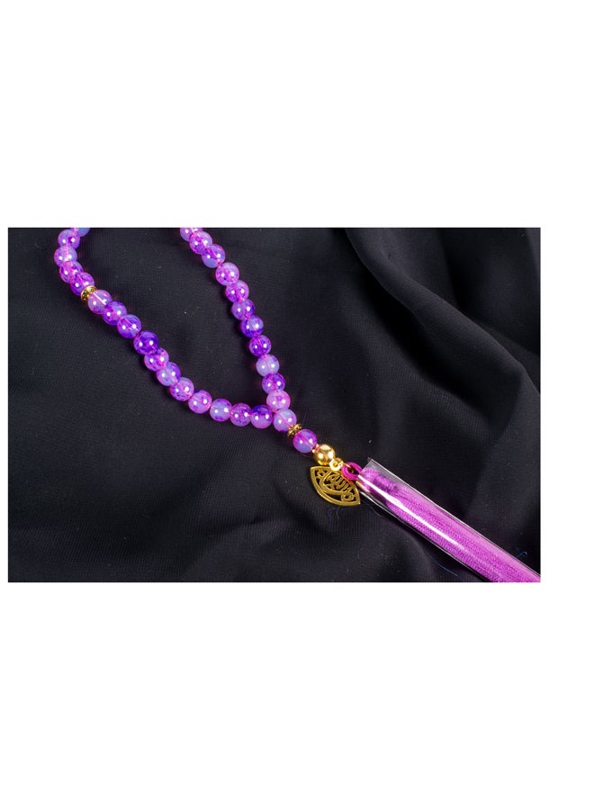 ذا بلاك بيرل اكسسوريز سبحة من حجر المرمر  البنفسجي  من 33 حبة - Image 3