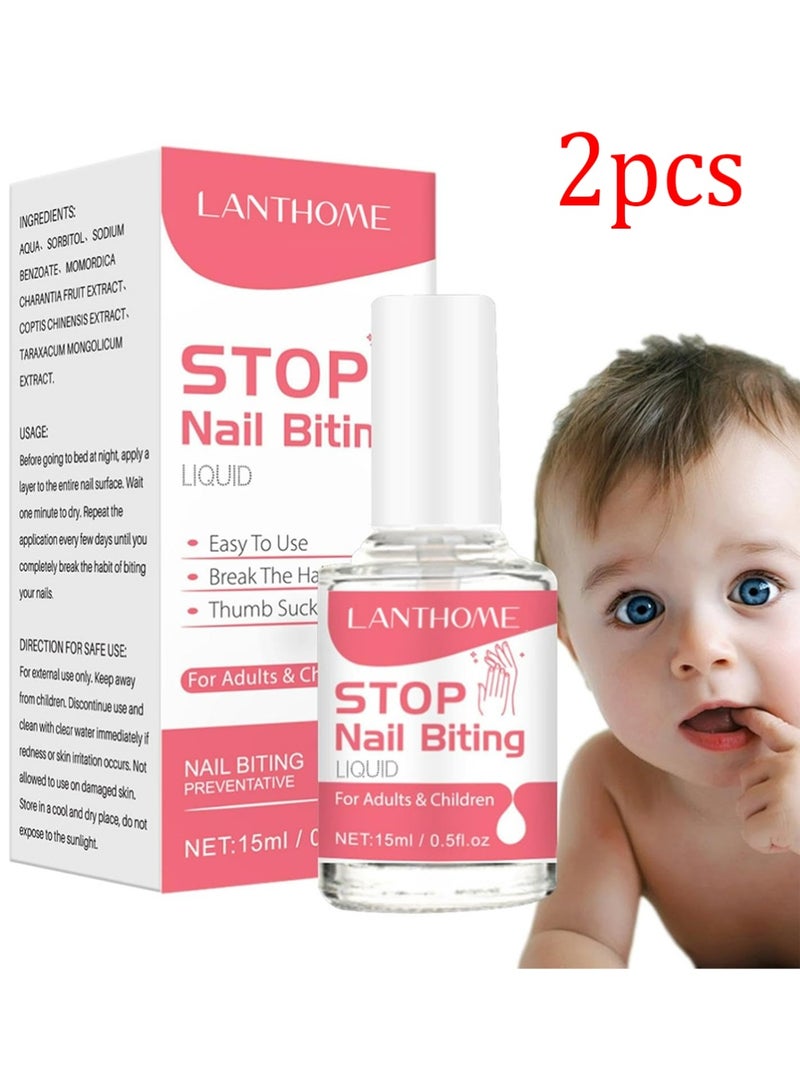 Lanthome 2Pcs Nail Biting Treatment for Kids, Nail Care Natural Thumb Sucking Pain Relief for Kids, Bitters, Plant Extracts (Total 30ml) - Image 1