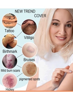VEZE Trendy Tape Available in 3 Color Options Tattoo Cover Up, Tape, Cover Up Sticker Pads Patches Sheets, Scar Concealing Tape, Waterproof, Lasts 3-7 days Medium Brown 4Pcs  - Image 3