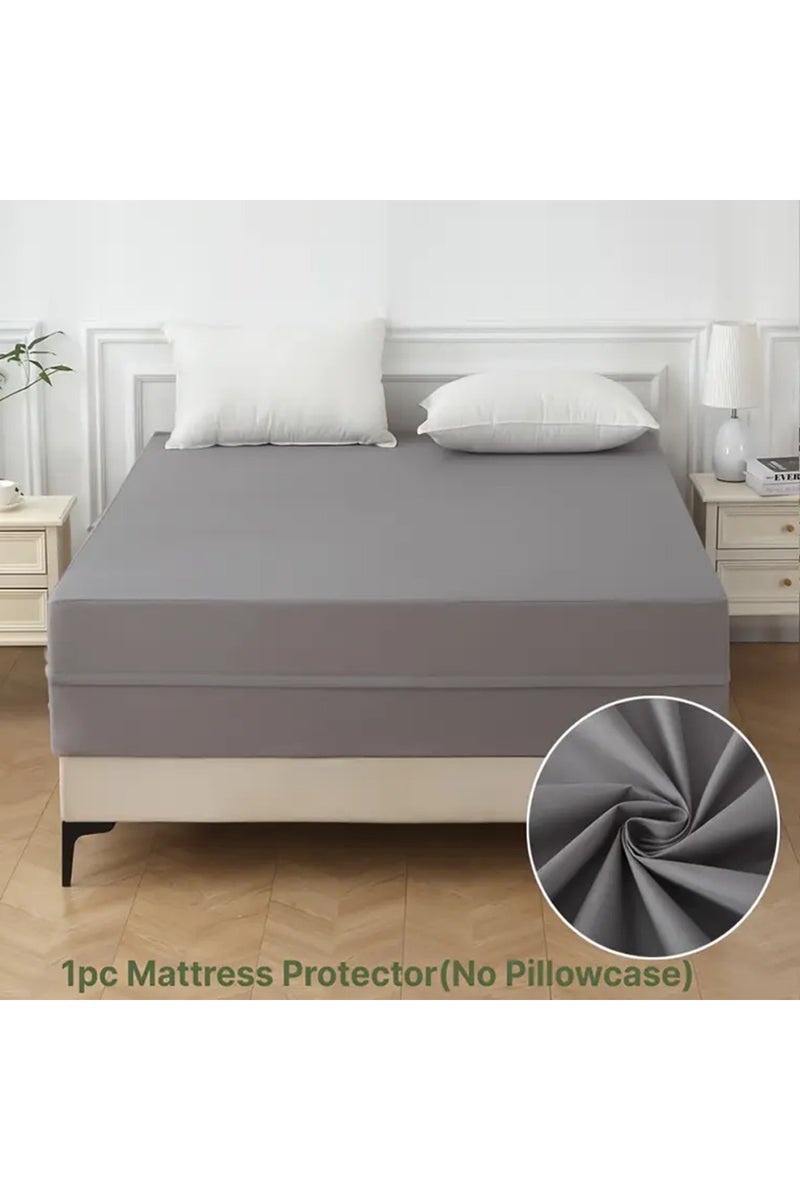 180x200cm grey 1pc 6-Sided Waterproof Mattress Protector, Dustproof Mattress Encasement with Zipper,