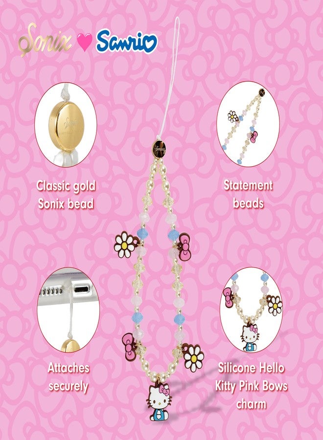 Sonix سونيكس × سانريو سحر الهاتف المزخرف | سوار مزخرف، حزام هاتف عالمي، وحبل هاتف محمول قابل للفصل مع تعليقات سيليكون | bows الوردية هالو كيتي - Image 2