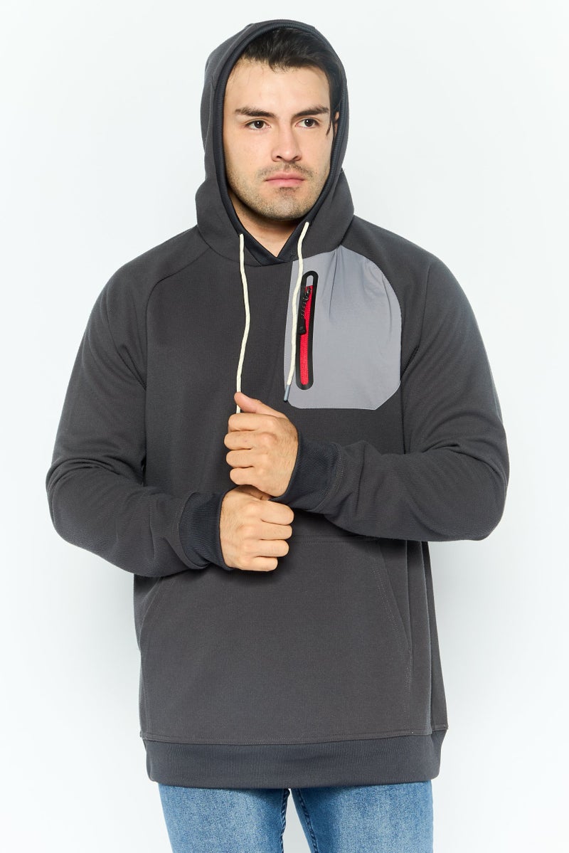 Avalanche Men Hooded Brand Logo Long Sleeves Sweatshirt, Grey - Image 1