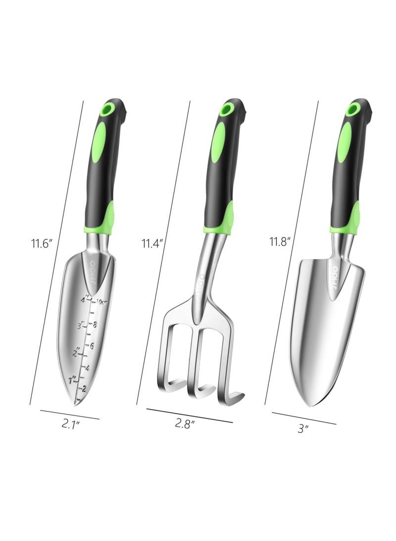 Generic Garden Tool Set, 3-Pack Aluminum Heavy Duty Gardening Set Includes Hand Shovel, Transplanting Shovel and Cultivator Hand Rake with Soft Rubber Non-Slip Ergonomic Handle, Garden Gift（Green） - Image 2