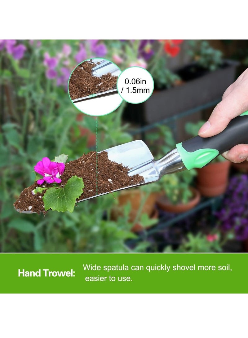 Generic Garden Tool Set, 3-Pack Aluminum Heavy Duty Gardening Set Includes Hand Shovel, Transplanting Shovel and Cultivator Hand Rake with Soft Rubber Non-Slip Ergonomic Handle, Garden Gift（Green） - Image 4