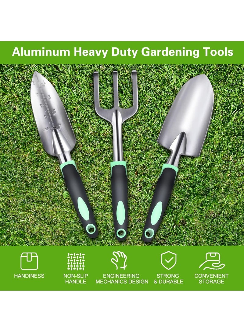 Generic Garden Tool Set, 3-Pack Aluminum Heavy Duty Gardening Set Includes Hand Shovel, Transplanting Shovel and Cultivator Hand Rake with Soft Rubber Non-Slip Ergonomic Handle, Garden Gift（Green） - Image 5