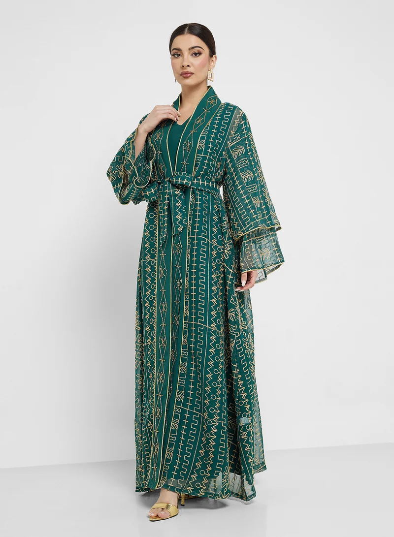 Khizana Embroidered Abaya With Inner