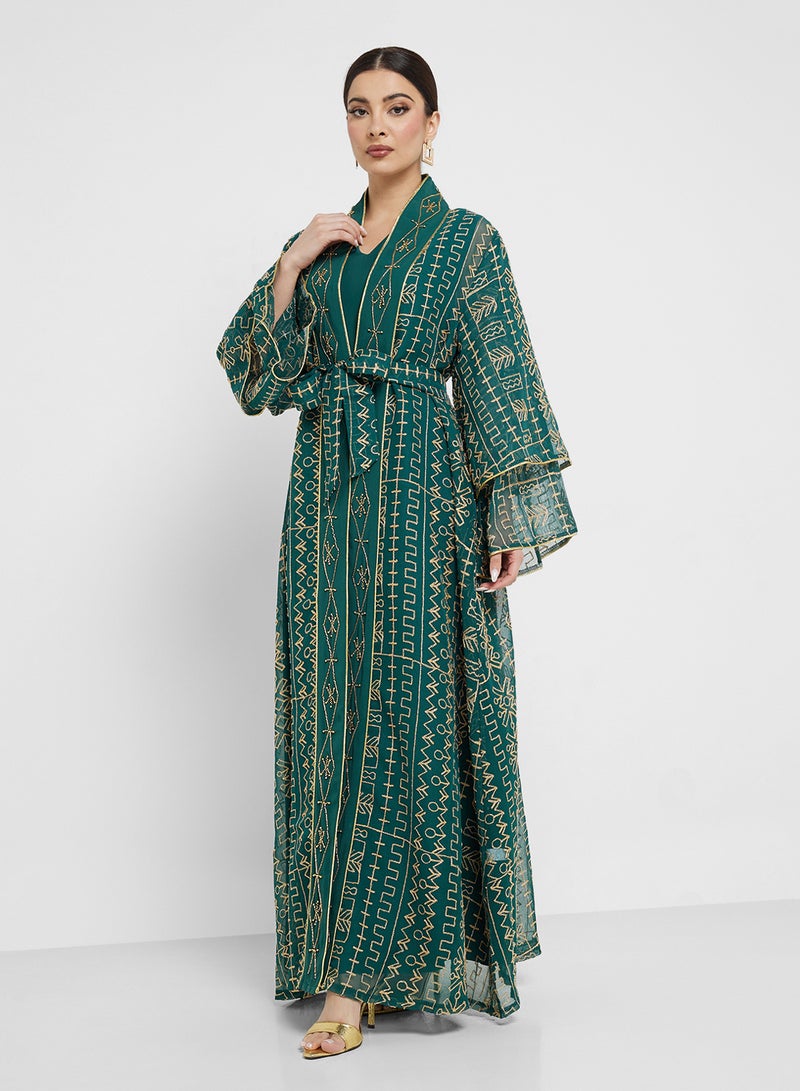 Khizana Embroidered Abaya With Inner - Image 5