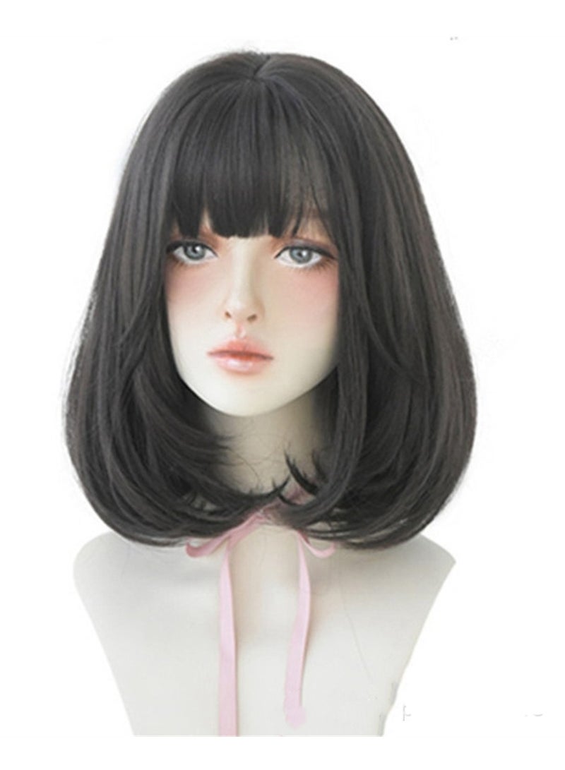 Air bangs high temperature silk slightly curled wig cosplay wig costumes dress up wig - Image 1