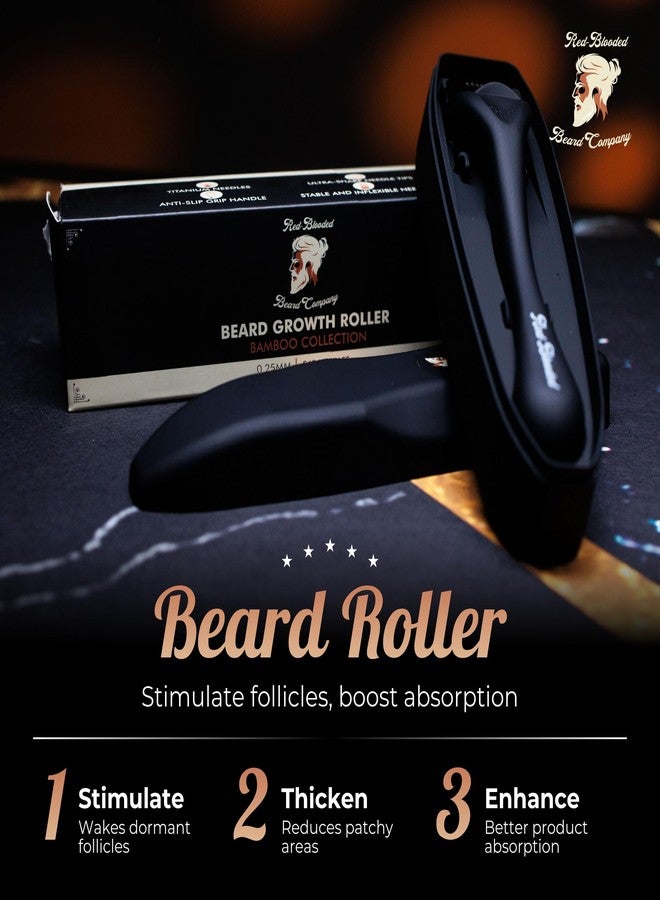 Red-Blooded Beard Derma Roller Scalp Hair Care – Microneedle dermaroller for Beard & Facial Hair, Rodillo para Minoxidil, Supports Thicker-Looking Beard, Patchy Beard Filler for Men - Image 2