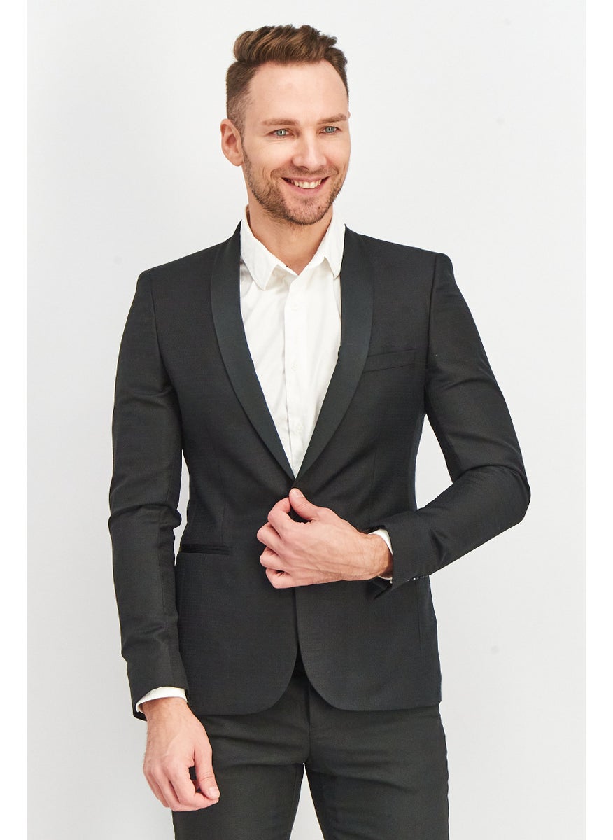 THE KOOPLES Men Regular Fit Solid Formal Blazer, Black  - Image 1