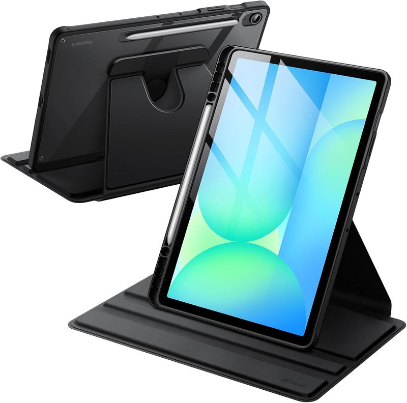 Jetech Rotating Case For Samsung Galaxy Tab S10 Fe Plus/S10 Fe+ 13.1-Inch With S Pen Holder, 360 Degree Rotation Protective Stand Cover Clear Back, Auto Wake/Sleep Black - Image 1
