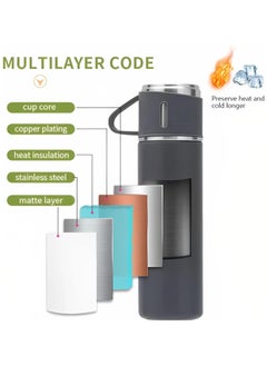Arabest Thermos Bottle with 2 Extra Cups, 500ml Vacuum Flask Set, Stainless Steel, Leak proof, Travel Bottles for Hot and Cold drinks (Gray)  - Image 5