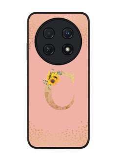 Stylizedd Rugged Black edge case for Huawei nova 12i 4G, Slim fit Soft Cover - Custom Monogram Initial Letter Floral Pattern Alphabet - C (Rose Pink)  - Image 1