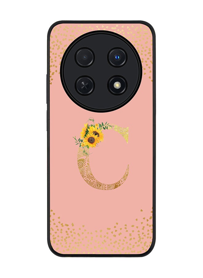 Stylizedd - Rugged Black edge case for Huawei nova 12i 4G, Slim fit Soft Cover - Custom Monogram Initial Letter Floral Pattern Alphabet - C (Rose Pink) - Image 1