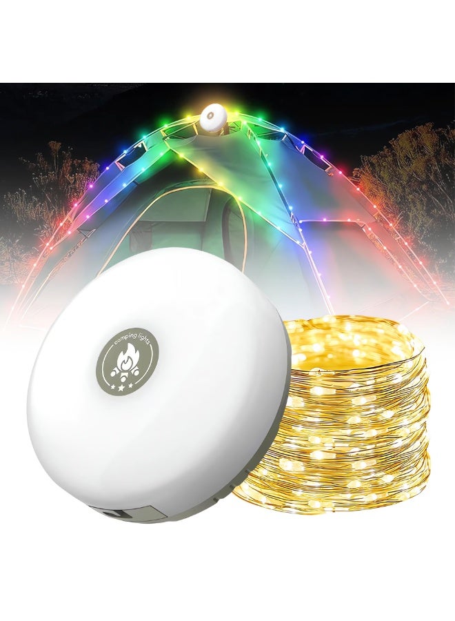 CMGTYYD Camping String Lights, 10M Outdoor String Lights with 8 Lighting Modes, Quick Storage, Camping Lanterns for Power Outages, Type-C Fast Charging, Portable 2 in 1 Camping Lights for Camping [Energy Class G] - Image 1