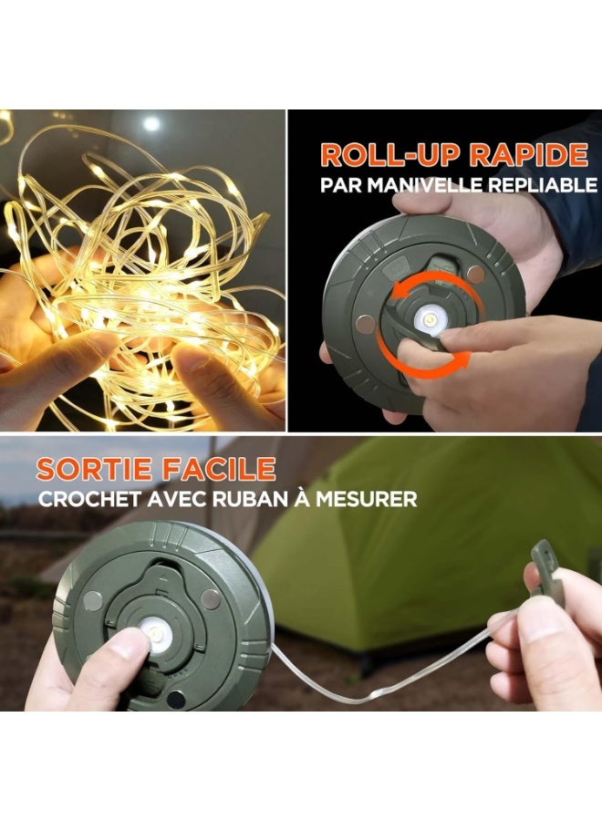 CMGTYYD Camping String Lights, 10M Outdoor String Lights with 8 Lighting Modes, Quick Storage, Camping Lanterns for Power Outages, Type-C Fast Charging, Portable 2 in 1 Camping Lights for Camping [Energy Class G] - Image 5