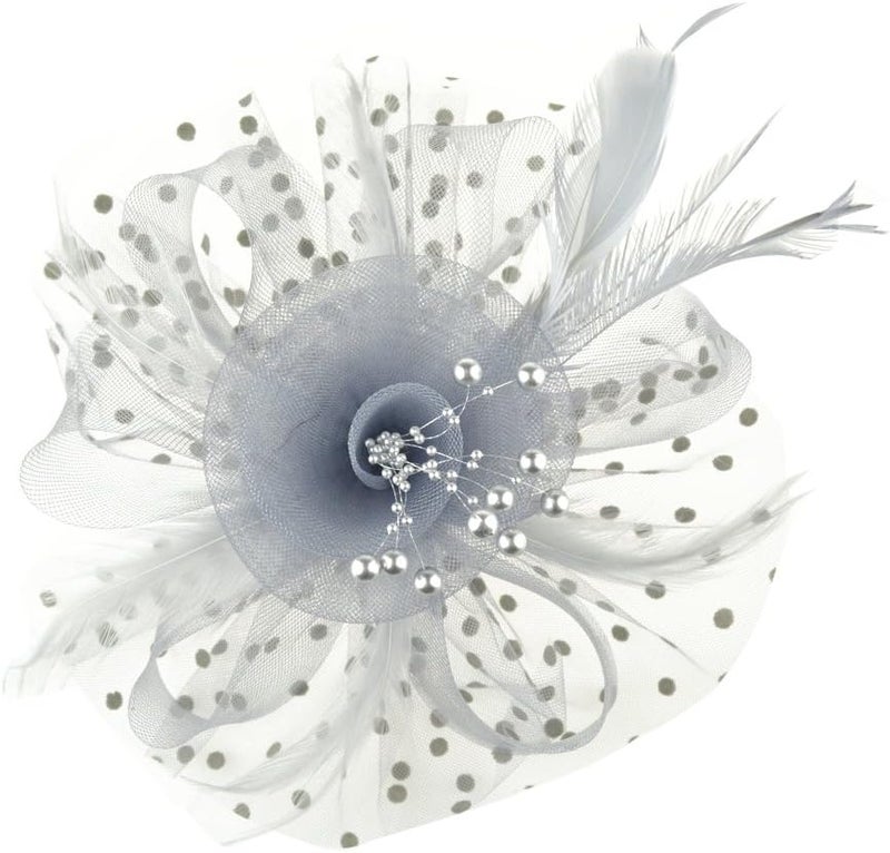 DRESHOW Fascinators Hat Flower Mesh Ribbons Feathers on a Headband and a Clip Tea Party Headwear for Girls and Women - Image 4