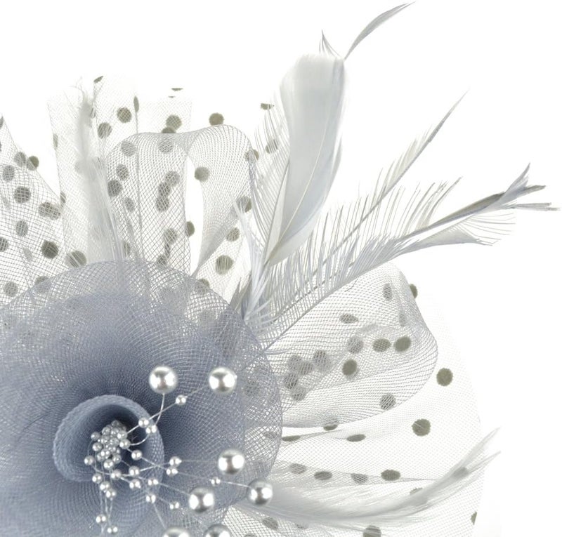DRESHOW Fascinators Hat Flower Mesh Ribbons Feathers on a Headband and a Clip Tea Party Headwear for Girls and Women - Image 3
