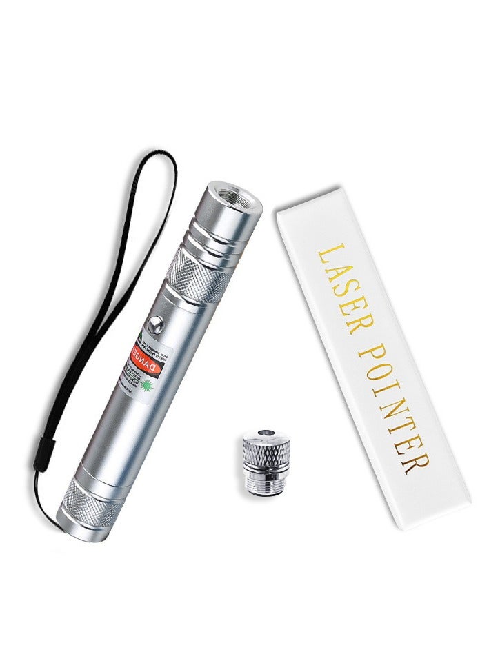 Green High Power LED Laser Light Pointer Silver,, Long Range Rechargeable - Image 2