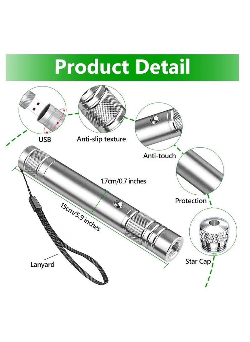 Green High Power LED Laser Light Pointer Silver,, Long Range Rechargeable - Image 5