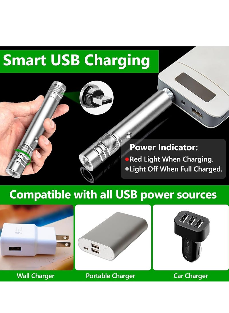 Green High Power LED Laser Light Pointer Silver,, Long Range Rechargeable - Image 4