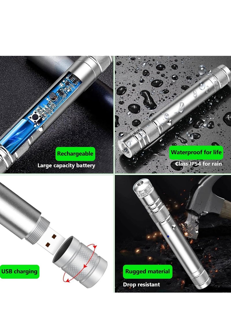 Green High Power LED Laser Light Pointer Silver,, Long Range Rechargeable - Image 3