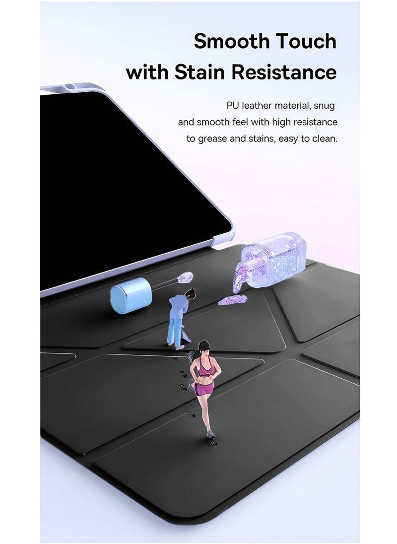 SmartGrist Apple iPad Air 2025 (7th Generation) M3 13 inch Symmetry 360 Smart Folio Series Auto Awake/Auto Sleep Leather Texture and Transparent Back with Pen Holder Case Cover - Black - Image 5